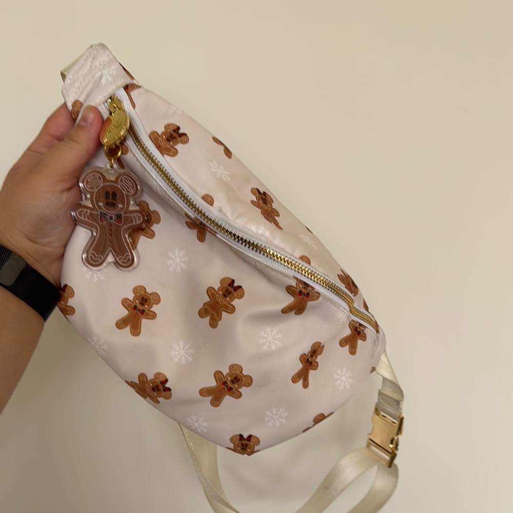 Gingerbread Mickey and Minnie Fannypack with keychain